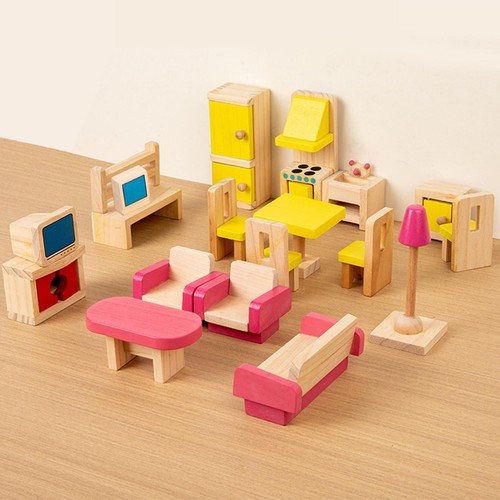 26pcs wooden dollhouse - wooden,
