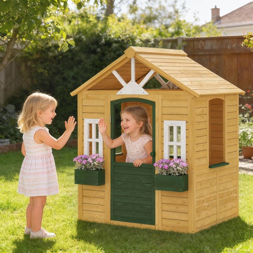 Wooden kids playhouse with - wooden,