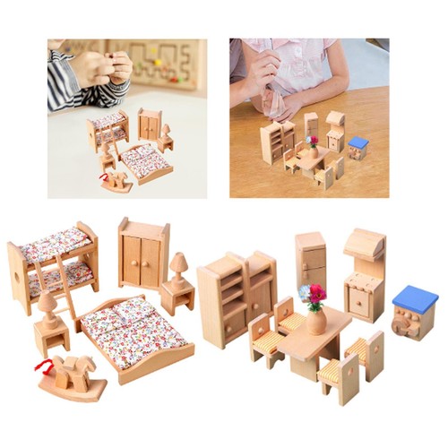 Wooden dollhouse furniture - wooden,