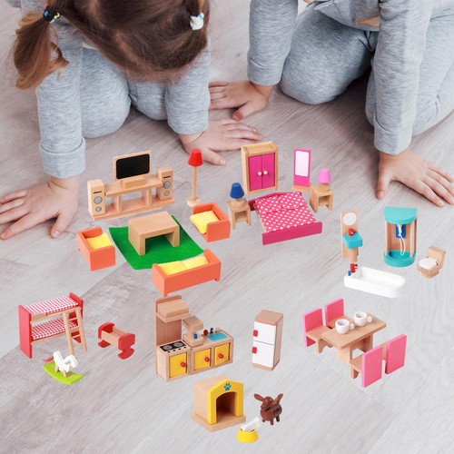 Wooden dollhouse furniture set - dollhouse,
