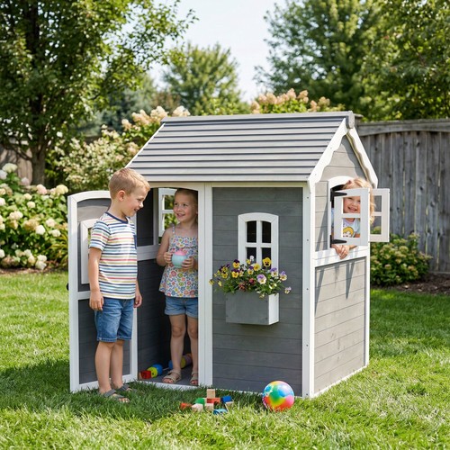 Wooden playhouse with floors - wooden,